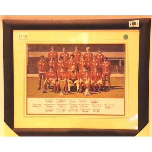 1094 - Framed and glazed picture of Team Liverpool First with signatures to the lower section. Not availabl... 