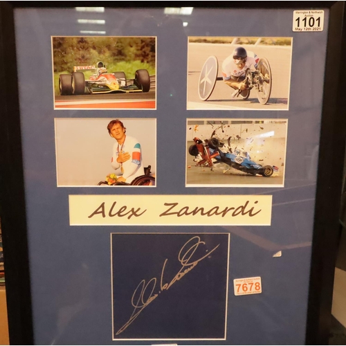 1101 - Alex Zanardi photo montage with signature 45 x 60. P&P Group 2 (£18+VAT for the first lot and £3+VAT... 