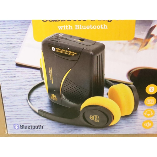 1110 - Personal cassette player with Bluetooth wireless headphones, new old stock. P&P Group 1 (£14+VAT for... 