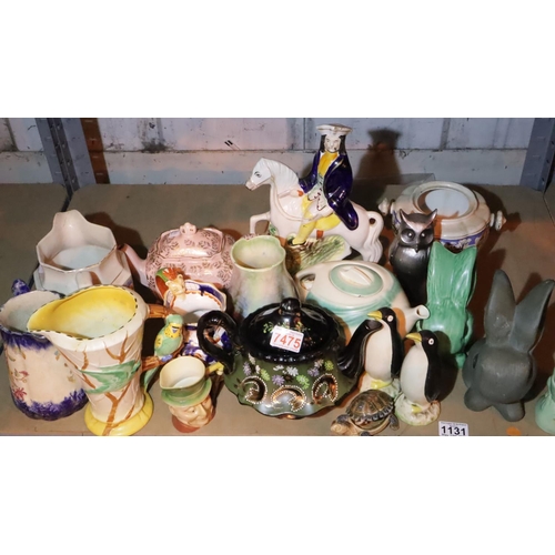 1131 - Collection of mixed ceramics including antique teapots, flatback etc. Not available for in-house P&P... 