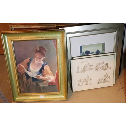 1163 - Shelf of framed and glazed pictures and prints. Not available for in-house P&P, contact Paul O'Hea a... 