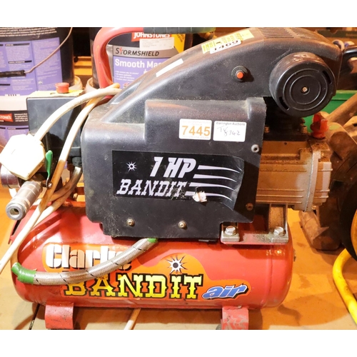 1469 - Clarke 1HP Bandit air compressor. Not available for in-house P&P, contact Paul O'Hea at Mailboxes on... 