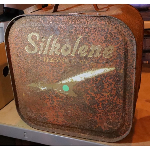 1471 - Vintage Silkolene 5L oil can. Not available for in-house P&P, contact Paul O'Hea at Mailboxes on 019... 