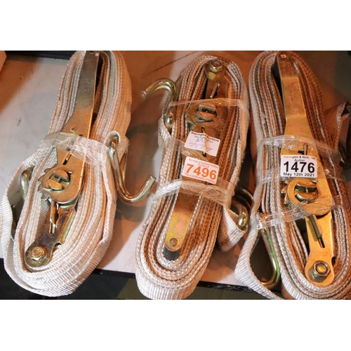 1476 - Three new old stock 5m long 5cm wide ratchet straps. Not available for in-house P&P, contact Paul O'... 