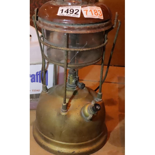 1492 - Vintage paraffin Tilly lamp. Not available for in-house P&P, contact Paul O'Hea at Mailboxes on 0192... 