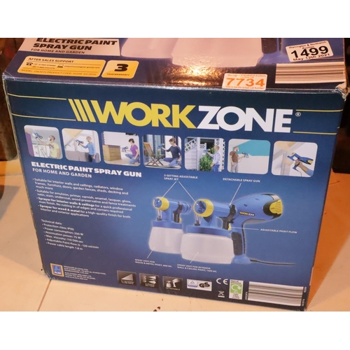 1499 - Boxed Work Zone electric paint spray gun. Not available for in-house P&P, contact Paul O'Hea at Mail... 