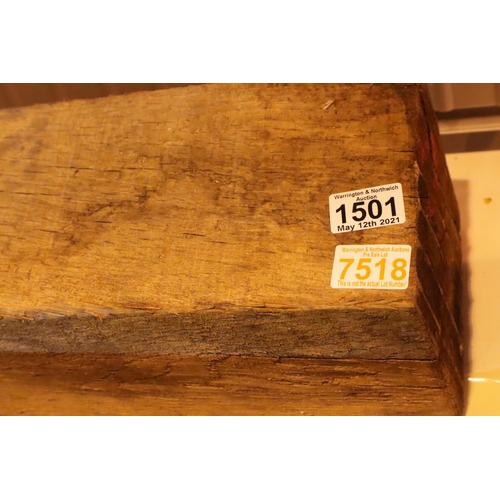 1501 - Length of oak timber 181 x 14 x 15 cm. Not available for in-house P&P, contact Paul O'Hea at Mailbox... 