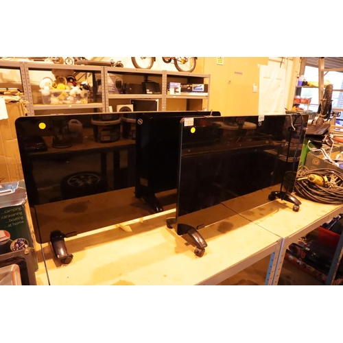 1510 - Two black freestanding 200w glass panelled heaters.  Not available for in-house P&P, contact Paul O'... 