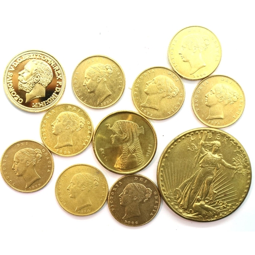 3072 - Collection of evasion/plated Gold Coins, mostly UK. P&P Group 1 (£14+VAT for the first lot and £1+VA... 