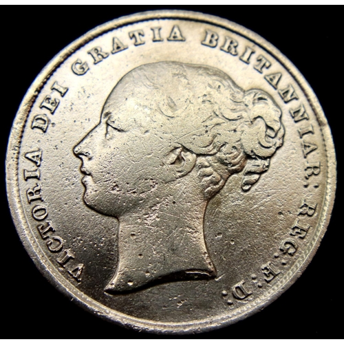 3084 - 1840 - Silver Shilling of Queen Victoria. P&P Group 1 (£14+VAT for the first lot and £1+VAT for subs... 