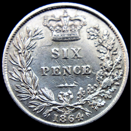 3099 - 1864 - Silver Sixpence of Queen Victoria. P&P Group 1 (£14+VAT for the first lot and £1+VAT for subs... 