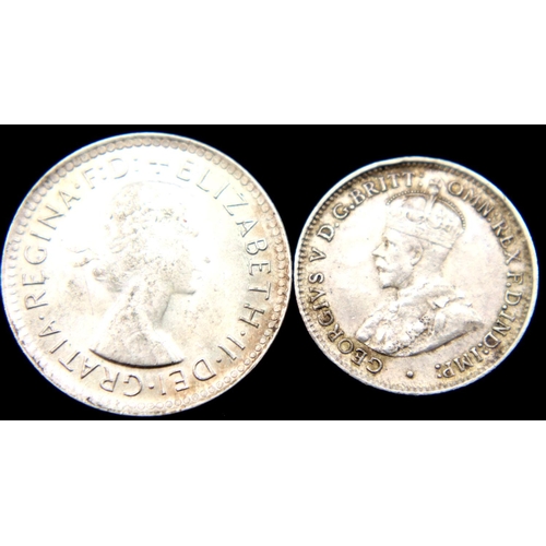 3103 - Two Australian Silver coins - Threepence and Sixpence. P&P Group 1 (£14+VAT for the first lot and £1... 