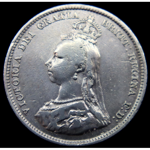 3106 - 1887 - Silver Shilling of Queen Victoria. P&P Group 1 (£14+VAT for the first lot and £1+VAT for subs... 