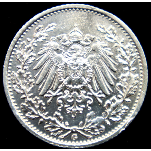 3120 - 1916 - Silver Half Mark of Reich - Karlsruhe Mint. P&P Group 1 (£14+VAT for the first lot and £1+VAT... 