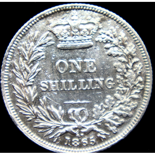 3122 - 1865 - Silver Shilling of Queen Victoria. P&P Group 1 (£14+VAT for the first lot and £1+VAT for subs... 