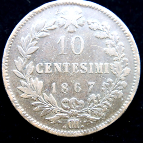 3125 - 1867 - 10 Centismo - Italy. P&P Group 1 (£14+VAT for the first lot and £1+VAT for subsequent lots)