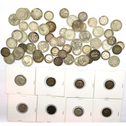 3151 - Silver threepences and sixpences of George V and George VI. P&P Group 1 (£14+VAT for the first lot a... 