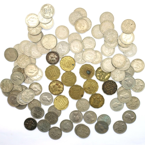 3152 - Sixpences and threepenny bits of George VI and Elizabeth II. P&P Group 1 (£14+VAT for the first lot ... 