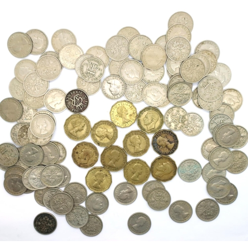 3152 - Sixpences and threepenny bits of George VI and Elizabeth II. P&P Group 1 (£14+VAT for the first lot ... 