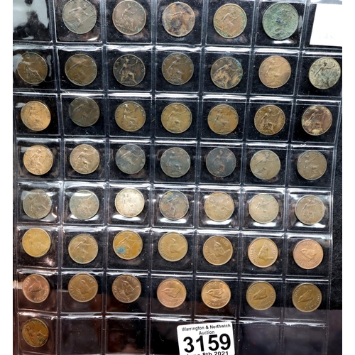 3159 - Forty eight assorted farthings, c1800-1900s. P&P Group 1 (£14+VAT for the first lot and £1+VAT for s... 