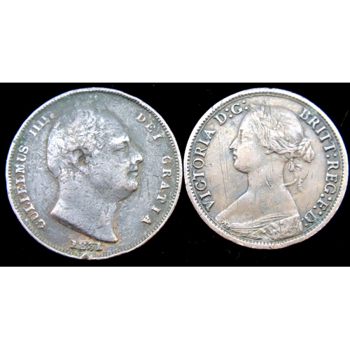 3168 - Two farthings, 1831 and 1864. P&P Group 1 (£14+VAT for the first lot and £1+VAT for subsequent lots)