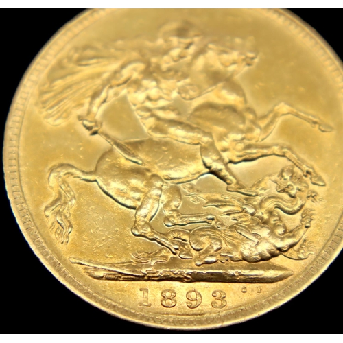 3192 - Victoria 1893 full sovereign, Sydney mint, 8.0g. P&P Group 1 (£14+VAT for the first lot and £1+VAT f... 