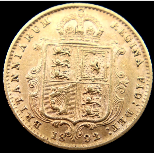 3193 - Victoria 1892 shield-back half sovereign, 4.0g. P&P Group 1 (£14+VAT for the first lot and £1+VAT fo... 