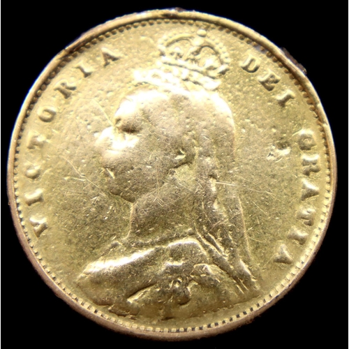 3194 - Victoria 1887 shield-back half sovereign in poor condition, 3.9g. P&P Group 1 (£14+VAT for the first... 