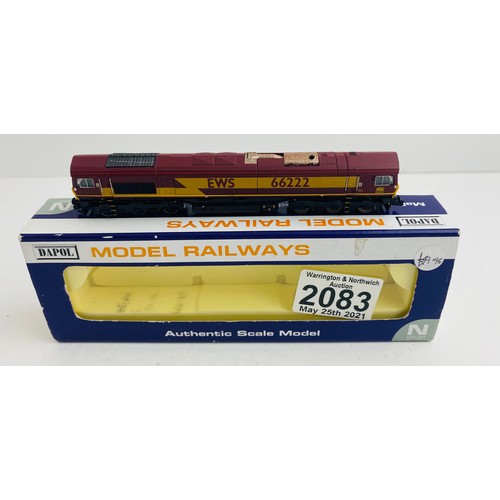 2083 - Dapol N Gauge Class 66222 EWS Locomotive Boxed  - P&P Group 1 (£14+VAT for the first lot and £1+VAT ... 