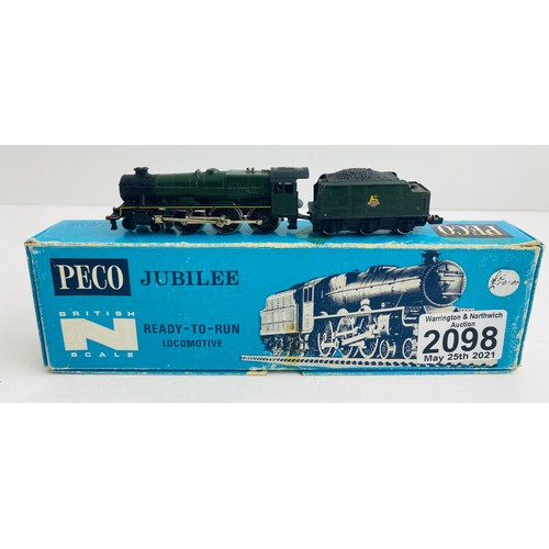 2098 - Peco N Gauge Jubilee Locomotive Boxed (repainted br green) - P&P Group 1 (£14+VAT for the first lot ... 