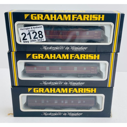 2128 - 3x Graham Farish N Gauge 4101 57ft Assorted GUV Coaches Boxed  - P&P Group 1 (£14+VAT for the first ... 