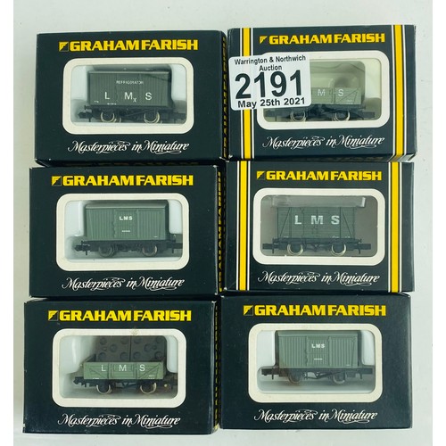 2191 - 6x Graham Farish N Gauge Assorted Wagons All Boxed - P&P Group 1 (£14+VAT for the first lot and £1+V... 