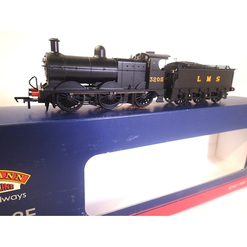 2208 - Bachmann 31-627 Class 3F 3205, LMS Black, been run in in near mint condition, storage marks on box. ... 