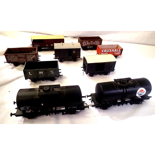 2230 - Nine O gauge wagons; kit built and Lima, tankers x2, opens, brake, box etc. all unboxed with some da... 