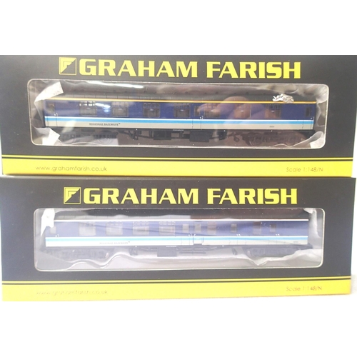 2315 - Two N gauge Farish coaches, 374-167 and 374-194, both Regional Railways blue. P&P Group 1 (£14+VAT f... 