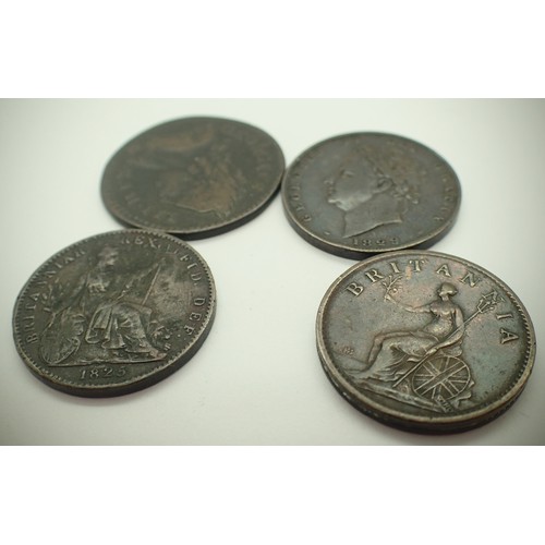 3142 - Four farthings, George III and George IV, 1773-1829. P&P Group 1 (£14+VAT for the first lot and £1+V... 