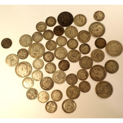 3183 - Predominantly George V silver 3d - Shilling, 47 coins in total. P&P Group 1 (£14+VAT for the first l... 