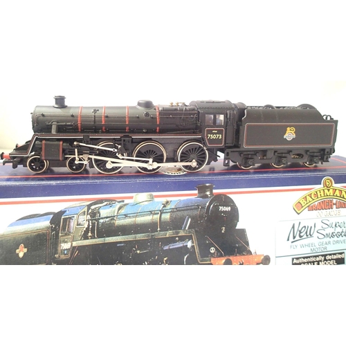 2241 - Bachmann 31-102 Class 4, BR Black 75073, Early Crest, in excellent condition, box is good. P&P Group... 