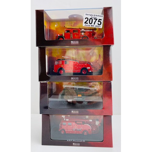 2075 - 4x Atlas Edition Assorted 'Fire Engines' Die Cast Boxed - P&P Group 1 (£14+VAT for the first lot and... 