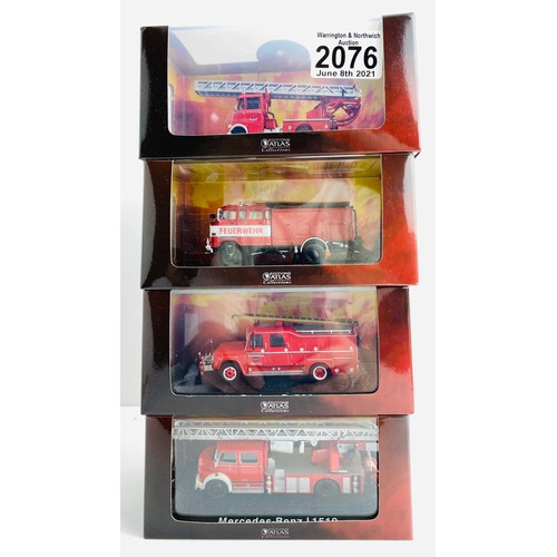 2076 - 4x Atlas Edition Assorted 'Fire Engines' Die Cast Boxed - P&P Group 1 (£14+VAT for the first lot and... 