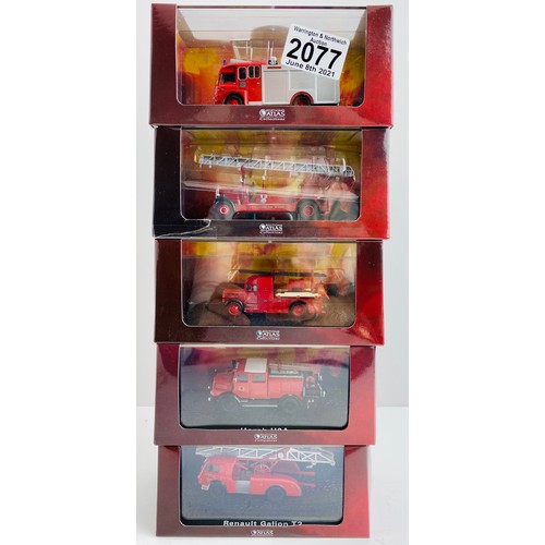 2077 - 5x Atlas Edition Assorted 'Fire Engines' Die Cast Boxed - P&P Group 2 (£18+VAT for the first lot and... 