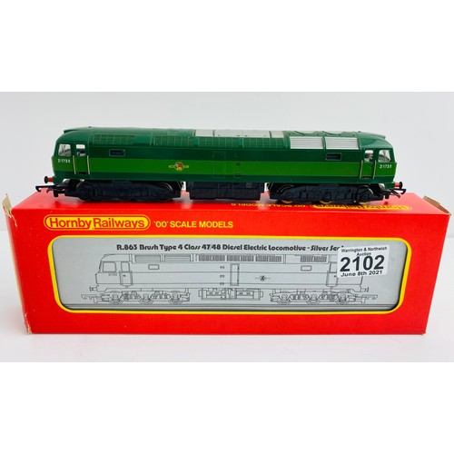 2102 - Hornby OO Gauge BR Green Class 47 Locomotive Boxed - P&P Group 1 (£14+VAT for the first lot and £1+V... 