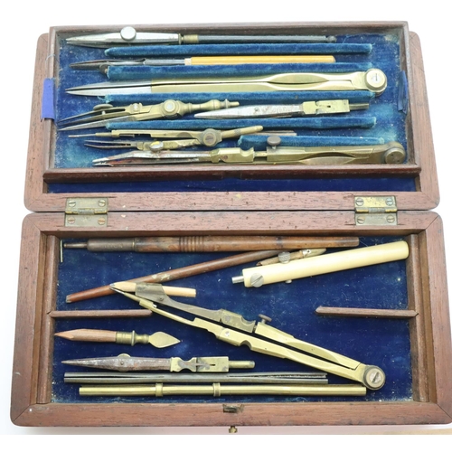 107 - Mahogany boxed drawing set. P&P Group 1 (£14+VAT for the first lot and £1+VAT for subsequent lots)