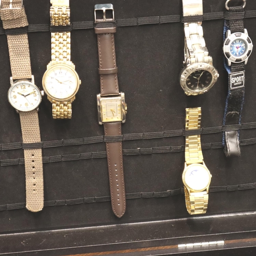 115 - Case of mixed ladies and gents wristwatches. P&P Group 3 (£25+VAT for the first lot and £5+VAT for s... 