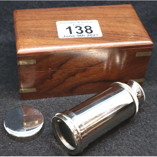 138 - Wooden cased brass chrome telescope. P&P Group 1 (£14+VAT for the first lot and £1+VAT for subsequen... 