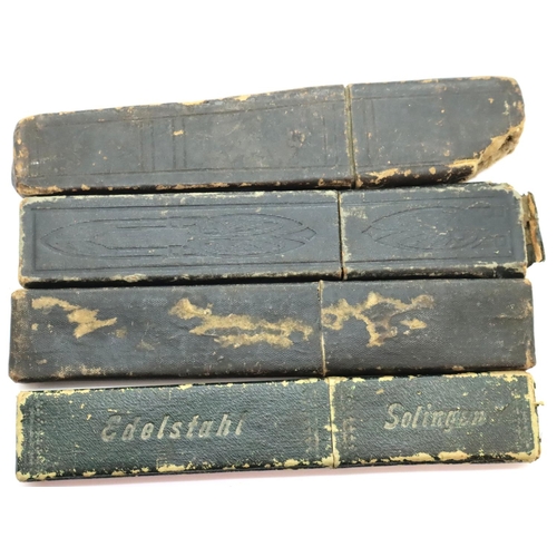 142 - Four cased cut throat razors. P&P Group 2 (£18+VAT for the first lot and £3+VAT for subsequent lots)