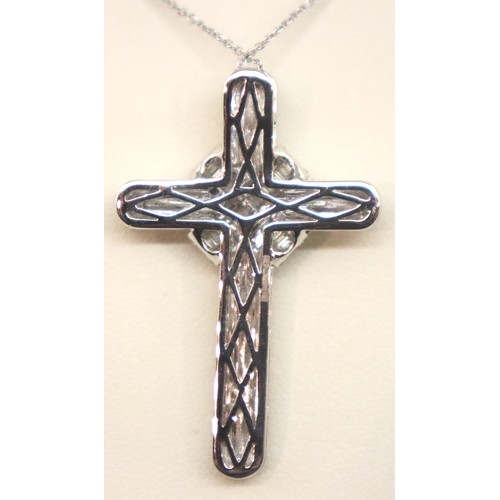 72 - 18ct gold diamond cross pendant with 0.96ct of diamonds on a 18ct white gold chain. P&P Group 1 (£14... 