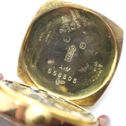 111 - 1950s 9ct gold Rolex wristwatch on leather strap in working order. P&P Group 1 (£14+VAT for the firs... 