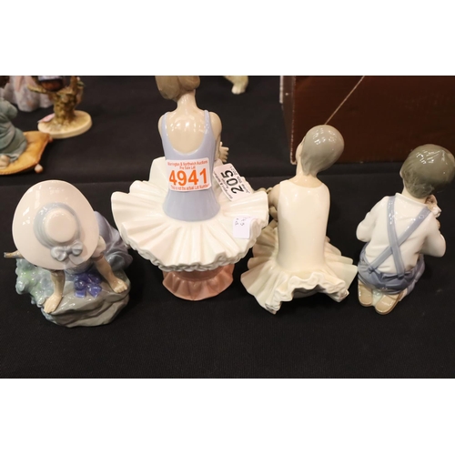 205 - Four Nao figurines, one with broken finger. P&P Group 3 (£25+VAT for the first lot and £5+VAT for su... 