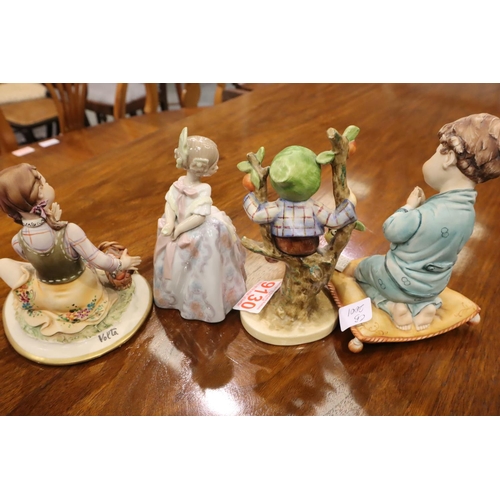 222 - Lladro figurines and two capodimonte. P&P Group 3 (£25+VAT for the first lot and £5+VAT for subseque... 